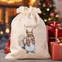 Personalised Squirrel Drawstring Christmas Gift Bag, thumbnail 1 of 3