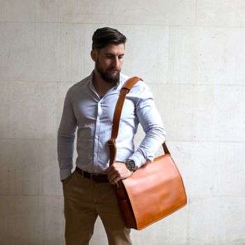Personalised Leather Messenger Bag For Men ' Ryton ', 2 of 12