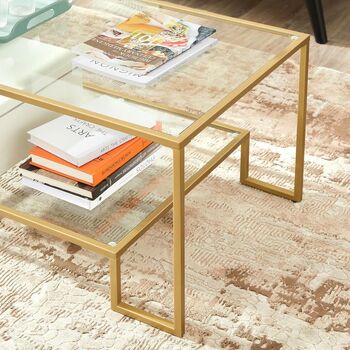 Coffee Table With Glass Top And Storage Compartment, 3 of 8