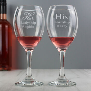 Personalised 'His Lordship & Her Ladyship' Glasses, 2 of 4