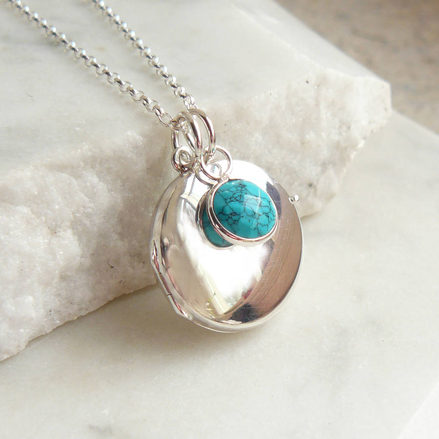 Personalised Round Locket With Birthstone Pendant By Lime Tree Design