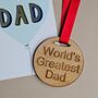 'World's Greatest Dad' Wooden Medal, thumbnail 1 of 2