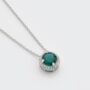 925 Sterling Silver Round Emerald Necklace, thumbnail 2 of 3