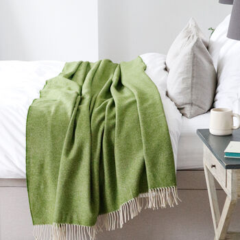 Extra Large Green Woven Lambswool Throw, 2 of 5