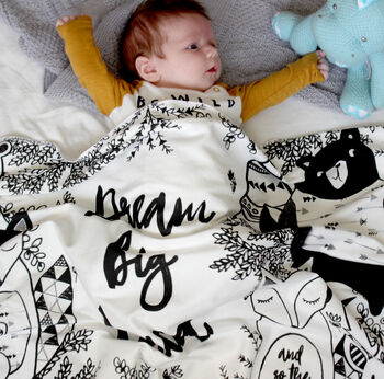 Personalised Woodland Baby Organic Swaddle Blanket, 3 of 10