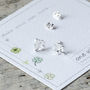 Lucky Clover Silver Gold Or Rose Gold Stud Earrings, thumbnail 1 of 10