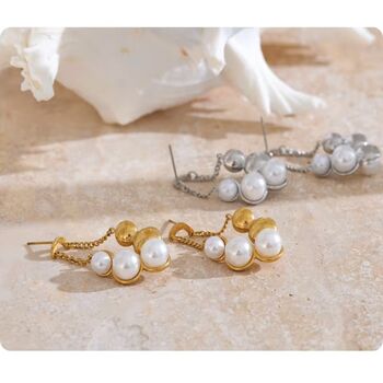 Monaco D’or Pearl Gold Jumbo Vintage Ball Drop Earrings, 3 of 4