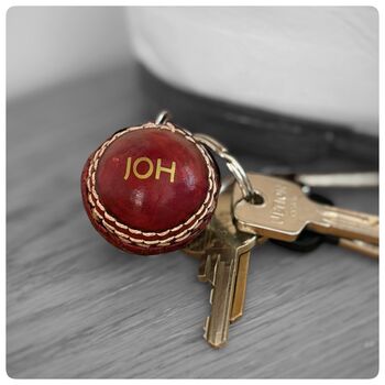 Personalised Vintage Miniature Cricket Ball Keyring, 7 of 12