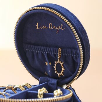Starry Night Velvet Mini Round Jewellery Case, 7 of 12
