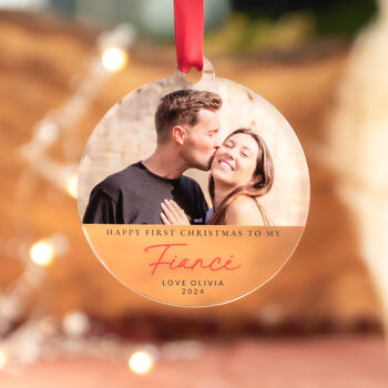 Personalised Fiancé First Christmas Bauble Gift, 3 of 5