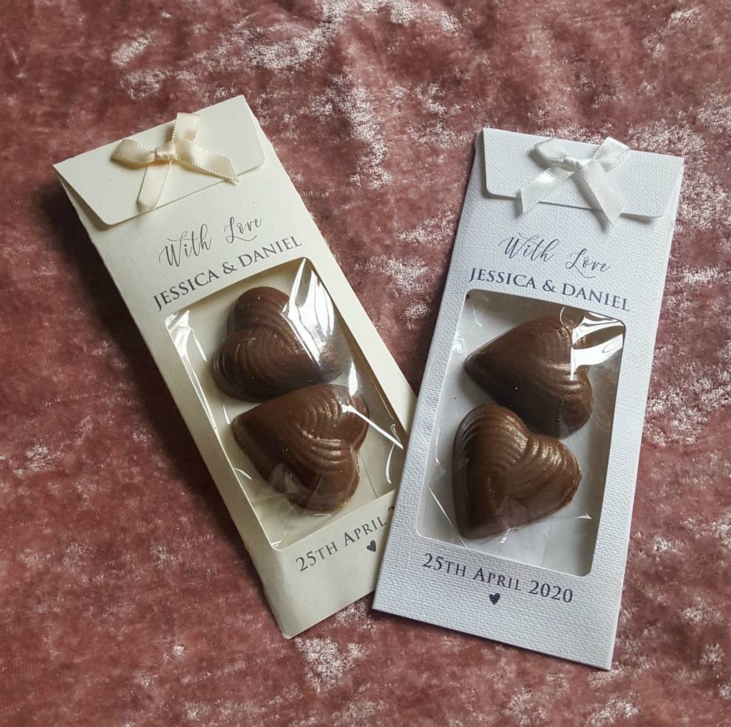 Chocolate Hearts Wedding Favours Personalised Bags By Precious Little