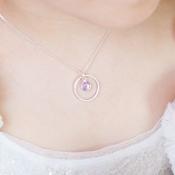 Mini Halo And Birthstone Personalised Sterling Necklace, 4 of 6