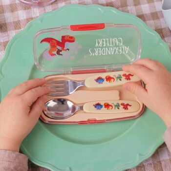 Personalised Child's Dinosaur Cutlery Set, 3 of 3