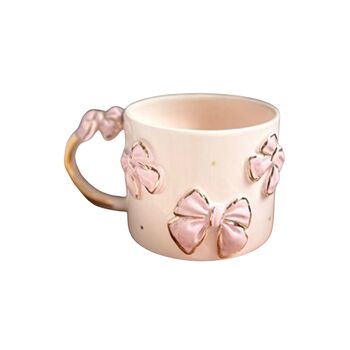 Handmade Pink Bow Ceramic Mug With Gold Handle, 3 of 3