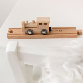 Personalised Christening Wooden Train Track And Engine, 4 of 4