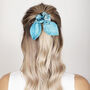 100% Silk Bow Scrunchie Tie And Dye Blue And Grey, thumbnail 1 of 2