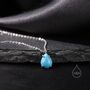 Genuine Blue Turquoise Pear Necklace In Sterling Silver, thumbnail 5 of 12