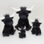 Medium Longhorn Highland Black 23cm Cow With Personalised Heart, thumbnail 5 of 9