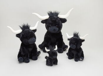 Medium Longhorn Highland Black 23cm Cow With Personalised Heart, 5 of 9