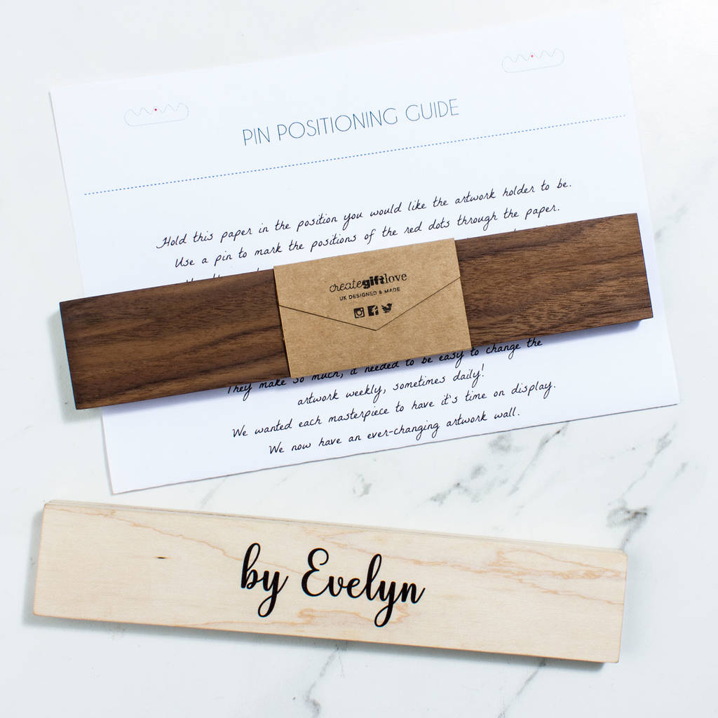 personalised wood children's artwork holder by create gift love