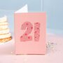 21st Birthday Card Bold Pink Hearts Design, thumbnail 2 of 2