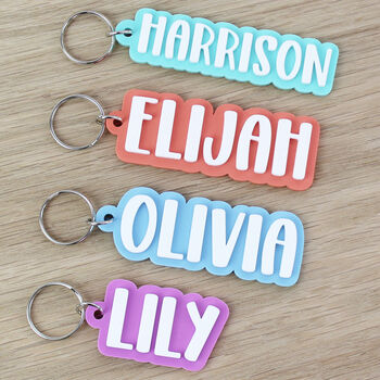 Two Colour Bold Personalised Name Keyring Bag Tag, 5 of 7