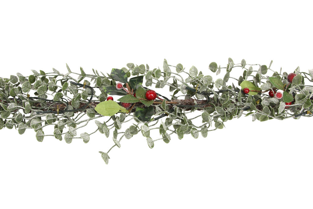 Frosted Eucalyptus And Red Berry Garland By Ella James Eucalyptus And Red Berry Garland With Led Lights 170cm Long