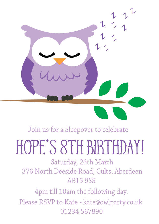 sleepover birthday invitations