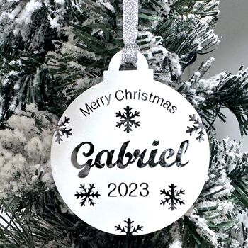 Merry Christmas Personalised Christmas Bauble, 3 of 10