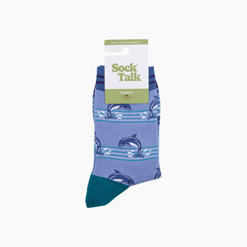 Dolphins Striped Bamboo Socks In Blue, 3 of 4