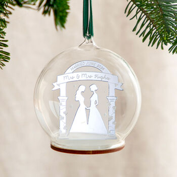 Metallic Wedding Silhouette Personalised Bauble, 2 of 2