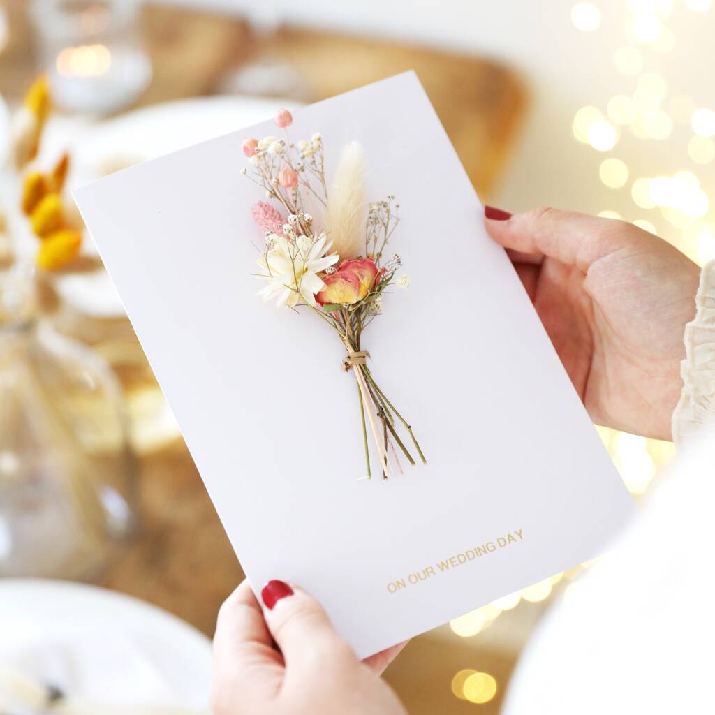 Personalised Foil Dried Flower Wedding Card, 1 of 10