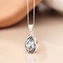 Sterling Silver Oval Blue Topaz Necklace, thumbnail 2 of 12