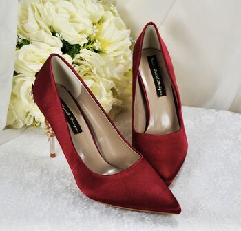 Burgundy Bridal Shoes And Matching Bag, 4 of 8