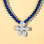 Statement Navy Bead And Silver Flower Necklace, thumbnail 3 of 4