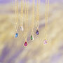 Gold Plated Teardrop Birthstone Pendant Necklace, thumbnail 8 of 12