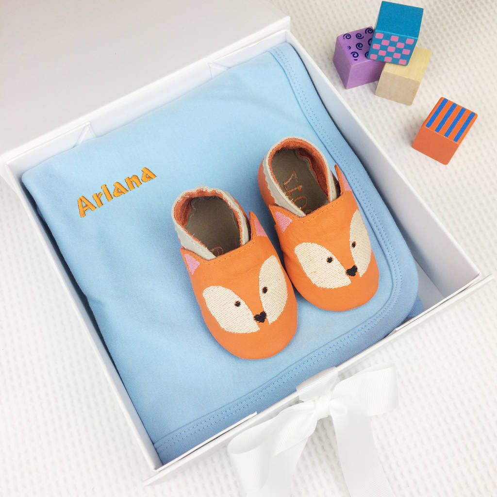 Personalised Fox Baby Shoes Gift Set, 1 of 6