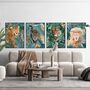 Lion In The Gold Green Jungle Leaves Wall Art Print, thumbnail 3 of 5