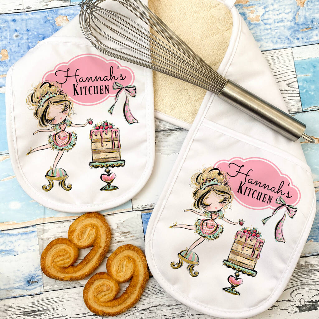 Personalised Baking Themed Double Oven Glove, 1 of 3