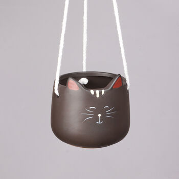 G Decor Happy Ceramic Hanging Cat Planter, 2 of 4