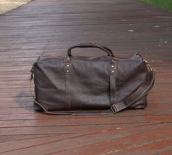 Genuine Leather Holdall Luggage In Brown, 9 of 12