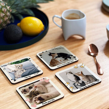 Personalised Cat Instagram Photo Coaster Set Of Four, 2 of 7