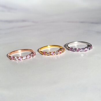 Pink Sapphire And Pink Amethyst Half Eternity Band, 10 of 12