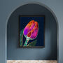 Gold Floral Magenta Tulip Flower Wall Art Print, thumbnail 1 of 6