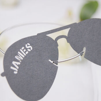 Personalised Modern Sunglasses Wine Glass Place Card, 2 of 3