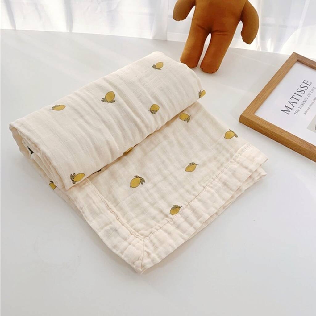 Four Layer Organic Cotton Lemon Blanket By Bumble Baby Boutique