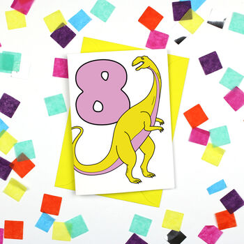 Number Eight Dinosaur Card And Badge Set, 2 of 4