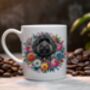Personalised Black Cockapoo Floral Summer Dog Wreath Gift Keepsake Mug, thumbnail 1 of 2