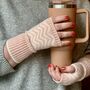 Personalised Fingerless Pink Herringbone Gloves, thumbnail 1 of 3