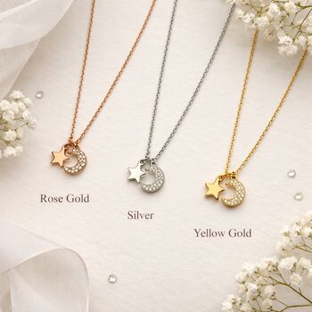 Moon And Star Sparkly Necklace, 2 of 5